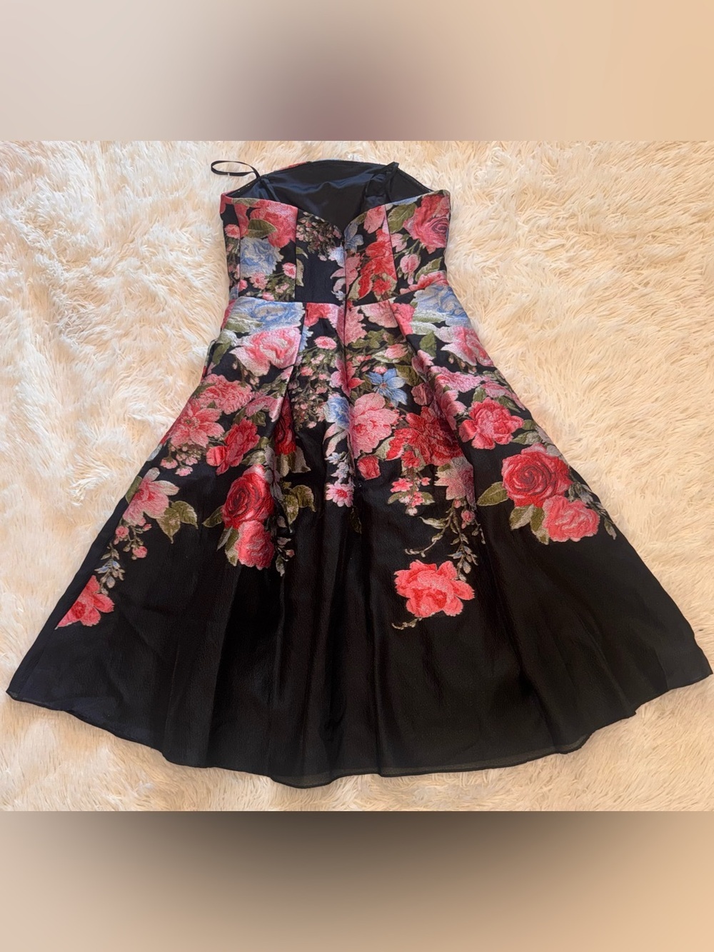 NEW Eliza J Pleated Strapless Jacquard Floral Dress sz 6 - Picture 10 of 11